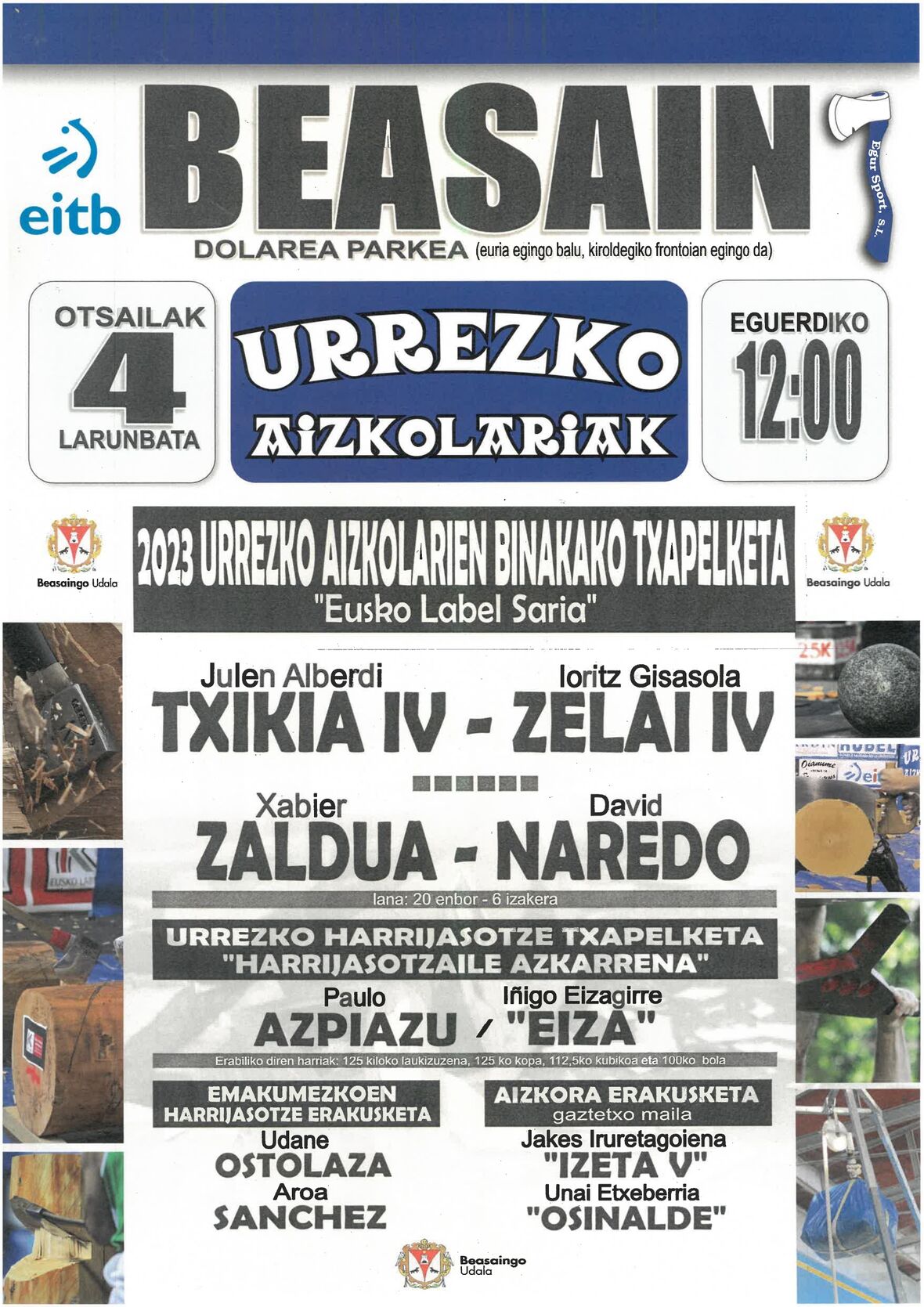 urrezko aizkolariak cartel beasain 20230204