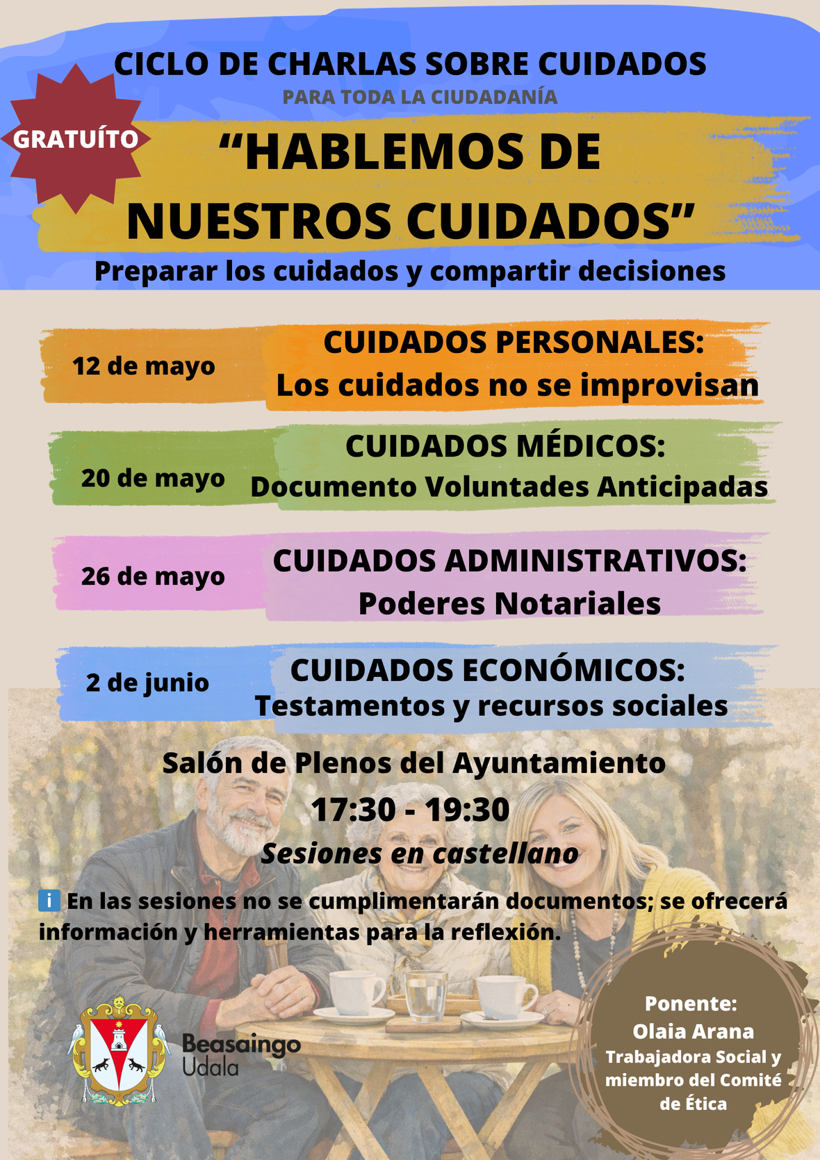cartel Cuidados charlas